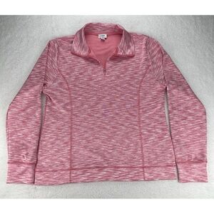 J. Crew Top Womens XL Pink Space Dyed 1/4 Zip Pullover Long Sleeve Athletic